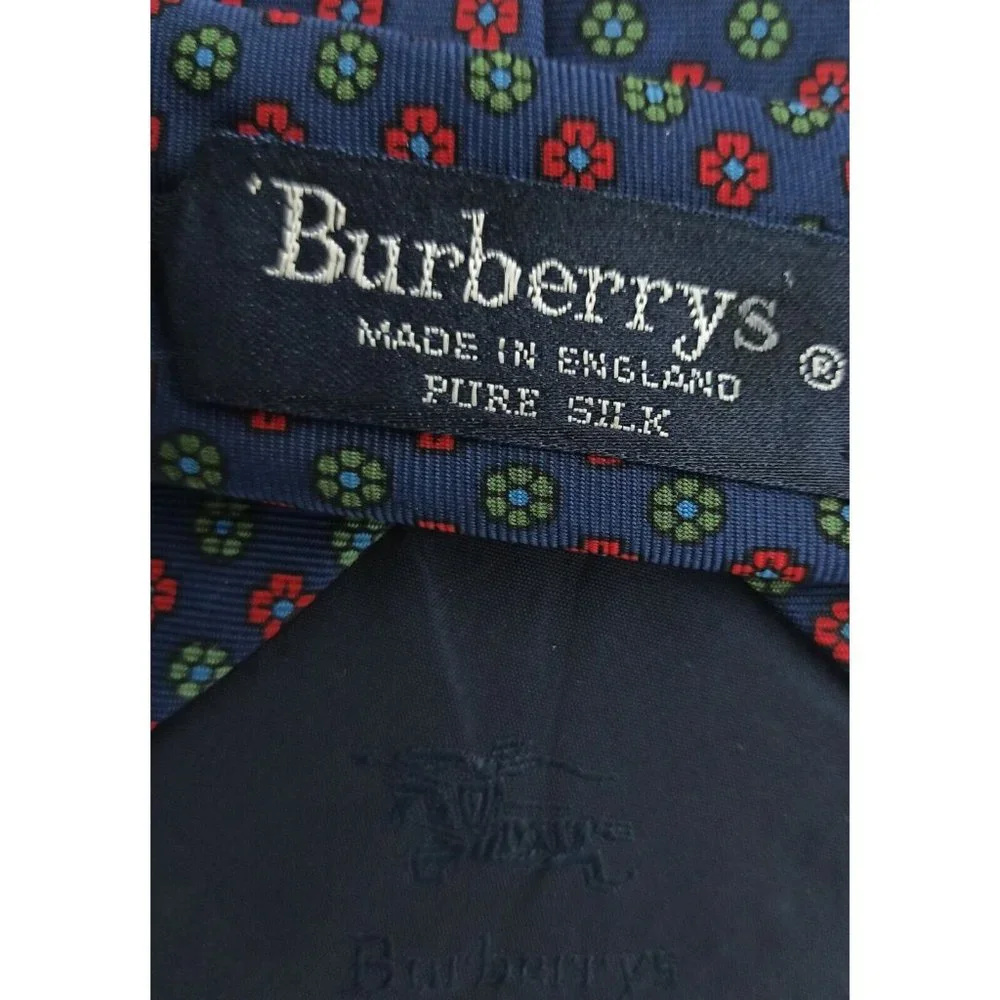 BURBERRYS Blue Floral Silk Tie ENGLAND 57
